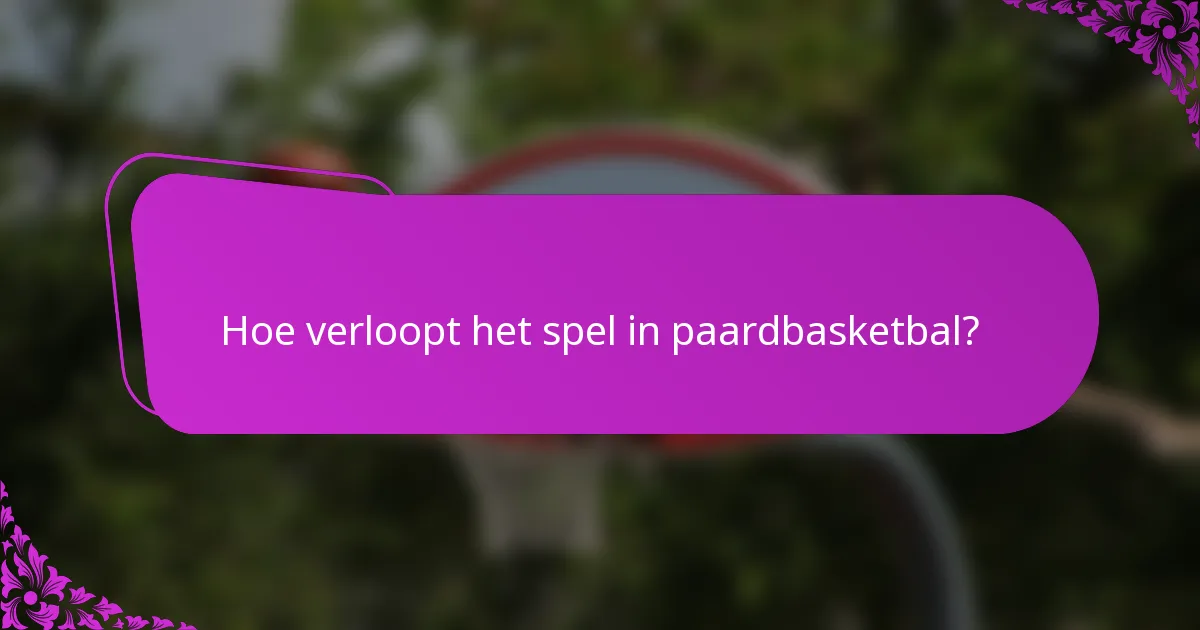 Hoe verloopt het spel in paardbasketbal?
