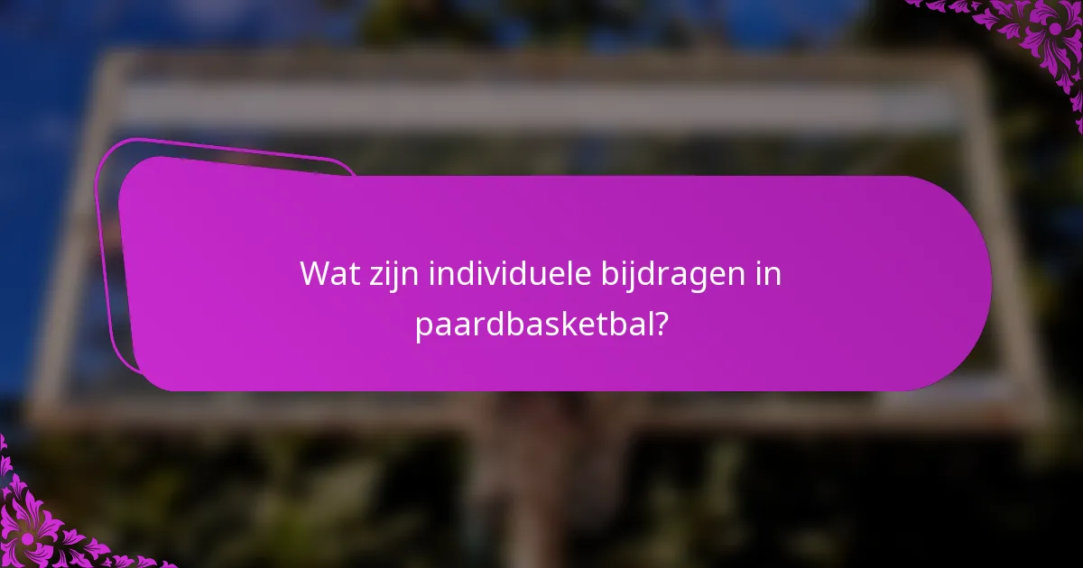 Wat zijn individuele bijdragen in paardbasketbal?
