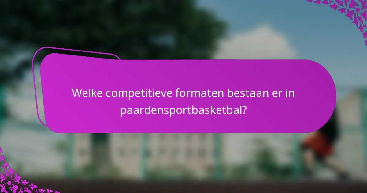Welke competitieve formaten bestaan er in paardensportbasketbal?
